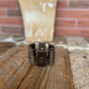 Handmade by Anka leather bracelet/ leather ring link cuff